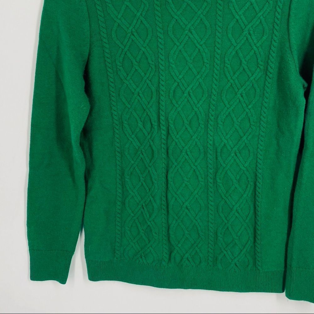 Talbots Green Wool Cable Knit Pullover Sweater - image 2